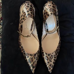 3" Casadei leopard ankle strap pumps